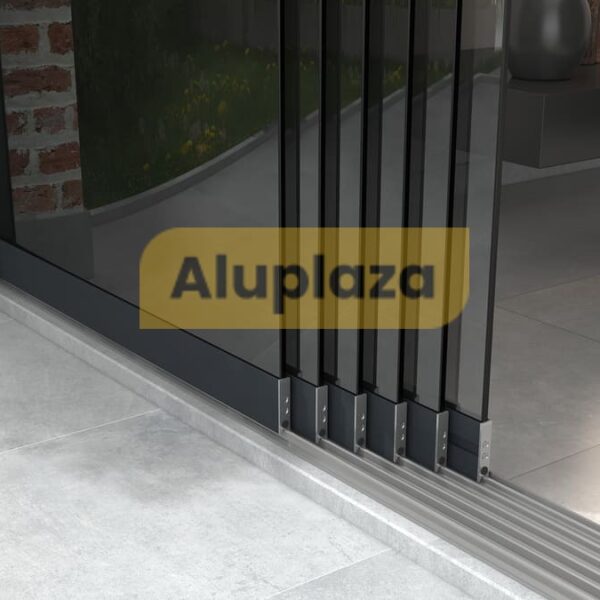 6-rails glazen schuifwand (getint)