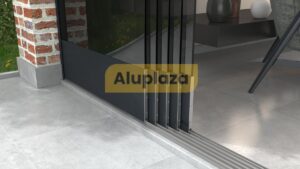 5-rails glazen schuifwand XL (getint)