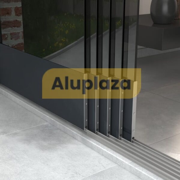 5-rails glazen schuifwand XL (getint)