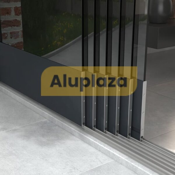 6-rails glazen schuifwand XL (getint)